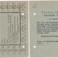 Barth Nährmittelkarte 1944 als Vorlage für Telegramm Quarantäne für Kriegsgefangene