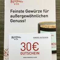 8x 30,00 Euro Gutscheine von Rosemary & Co - Gesamtwert 240,00 Euro - Gewürze + Essen