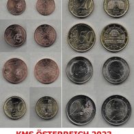 2023 Österreich Münzen 1 Ct & 2 Ct & 5 Ct & 10 Ct & 20 Ct & 50 Ct & 1 € & 2 € UNC