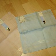 2 Taschentücher blau und rose Mako Neu mit Etikett 60- er