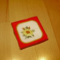 Taschentuch Vintage Blume gelb Stickerei OVP