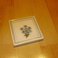 Taschentuch Vintage Blumen blau Stickerei OVP