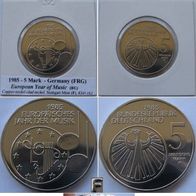 1985, Germany-Federal Republic, 5 Deutsche Mark: European year of music, F