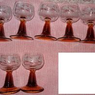 HP Trinkglas Weinglas 5 ( + 2 Weinrömer 0,1l Piffche mit Weinlaub brauner Stiel gu