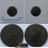 1755, Polish-Lithuanian Commonwealth-1 grosz, Grünthal Mint
