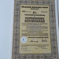 Mühlheimer Bergwerks-Verein Teilschuldverschreibung 1000 RM von 1942