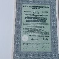 Mühlheimer Bergwerks-Verein Teilschuldverschreibung 500 RM von 1940