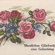 AK Gemälde Blumen mit Glitzer in Farbe - zum Geburtstag - Feldpost - nicht datiert