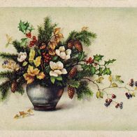 AK Gemälde Blumenvase in Farbe - Kriegsgefangenenlager Kassel Waldau - nicht datiert