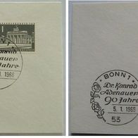 1966, Deutschland, 2 Ersttagbriefe (Konrad Adenauer) Mi: DEBE140 + DE226