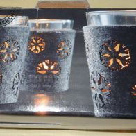 DP TCM Teelichthalter 3Stk Glas mit abnehmbarer Filzummantelung Schneeflocke sehr gut
