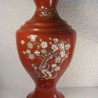 Alte Kupfer Vase mit Perlmutt-Intarsien