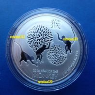 Niue 2 Dollar 2016 Lunar Affe/ Monkey 1 Oz .999 Silber BU