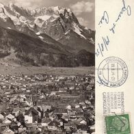 Alte AK Garmisch-Partenkirchen gegen Zugspitze von 1954 s/ w
