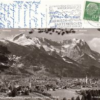 Alte AK Garmisch-Partenkirchen gegen Zugspitzgruppe von 1958 s/ w