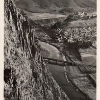 AK Blick vom Rotenfels auf Nahetal und Ebernburg - s/ w