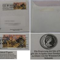 1975-Isle of Man-an envelope with Mi IM 48 (Sir Winston Churchill, 100th birthday)