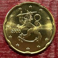 20 Cent Münze Finnland 2000 Unziruliert, frisch aus der Originalrolle