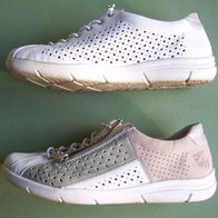 Rieker Sneaker Antistress Soft bequemer Schuhe Gr. 41 Zipper Weiß Beige Oliv