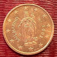 2 Cent Münze San Marino 2003 Unzirkuliert, aus Originalrolle