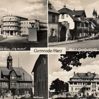 AK Gernrode Harz Mehrbildkarte FDGB-Heim Rathaus u.a. s/ w - unbenutzt