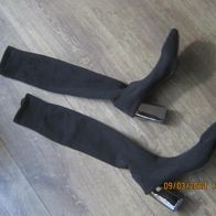 Overknees Stiefel schwarz größe 38 mit silbernen Absatz