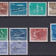 Indonesien, ab 1964, Landesmotive, 10 Briefm. aus der Dauerserie, postfr