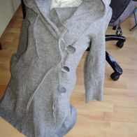 Stulpenkult Mantel hellgrau 100% Shetland Wolle M ausgefallen