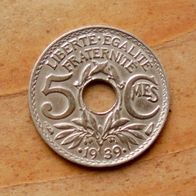 5 Centimes 1939 Frankreich