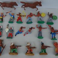 17x DDR Wildwest Indianer Cowboy Figuren Masse & Gummi 7cm - 9,5cm