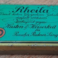 uralte Blechschachtel / Büchse "Rheila-Pastillen"- Bad Godesberg ca. 1914 ?