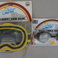 1986 Vintage Sea Quest Einglasmaske Tauchermaske & Wide Angel Goggles OVP Kinder