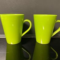 Kaffeetassen / Henkelbecher - 2er Set grün - Volumen je 0,3 l