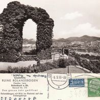 AK Rolandsbogen mit Blick ins Rheintal Siebengebirge Rolandseck s/ w 1955