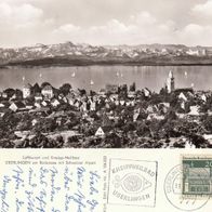 AK Überlingen Bodensee mit Schweizer Alpen s/ w von 1969