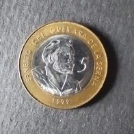 Che Guevara, 5 Pesos Convertible CUC, Bimetall Münze, 1999, Kuba, Cuba, sehr rar