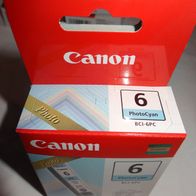 S Canon 6 BCI-6PC Originalpatrone Photo Cyan Tintenpatrone 13ml ungebraucht Druckerpa