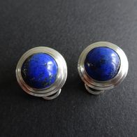 Lapislazuli Ohrclips, Silber, Vintage