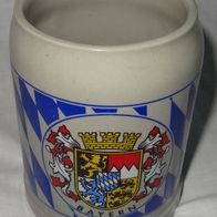 HK Bierseidel Bierkrug Steinkrug Trinkkrug mit Wappen von Bayern hellgrau 0,5L kaum b