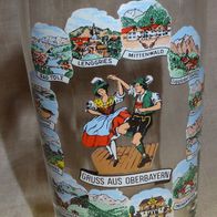 HT Trinkglas Bierglas älteres Andenkenglas 0,5 l Gruß aus Oberbayern Goldrand Abbildu