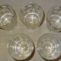 HT Trinkglas Longdrinkglas 5 Stk klar Trinkglas mit weißen Punkten älter Retro kaum b