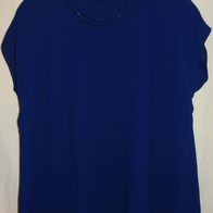 KA Bluse Tunika Gr. 44 Blau Polyester Sommerbluse ärmellos kaum getragen einwandfrei