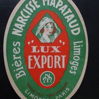 älteres Bier-Etikett: - Brasseries Mapataud, Limoges, Frankreich, bis 1950