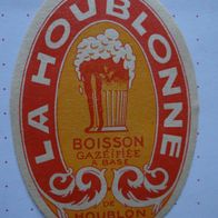 älteres Bier-Etikett: - La Houblone, Boisson gazeifie abas, Frankreich