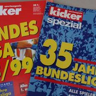 1998 / 1999 KICKER Sonderheft Bundesliga mit Steck Tabelle & 35 Jahre + Beilage
