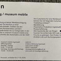 AUDI Werksbesichtigung Eintrittskarte Ingolstadt Museumführung 5 Personen TICKET