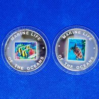 2 Uganda 2000 Shillings Silbermünzen Marine Life
