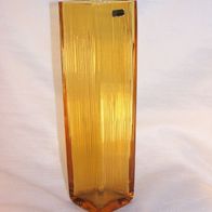 WMF Kristall Vase, Honigfarbe, Riffle-Oberfläche, 60/70 Jahre