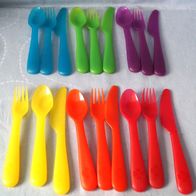 6 x Picknickbesteck Messer, Gabel, Löffel Kunststoff