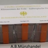 Deutschland 2018 5 Euro Sammlermünzenset - subtropische Zone - alle Prägestätten A, D